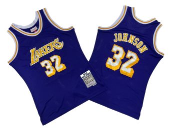 Lakers No. 32 Purple 84-85 Mitchell throwback jersey - Magic. Johnson