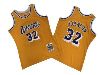 Lakers No. 32 yellow 94-95 Mitchell throwback jersey - Irvin. Johnson