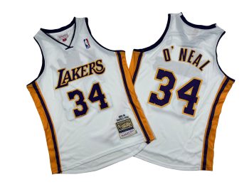 Lakers No. 34 white 2003-04 Michel throwback jersey - Shaquille O 'Neal