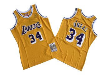 Lakers No. 34 yellow 96-97 Mitchell throwback jersey - Shaquille. O 'Neal