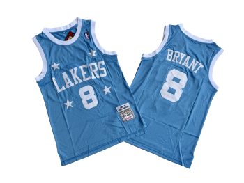 Lakers No. 8 Light Blue All-Star 04-05 Mitchell throwback jersey - Kobe Bryant. Bryant