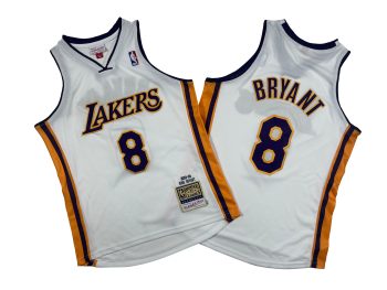 Lakers No. 8 white 2003-04 Michelle throwback jersey - Kobe Bryant