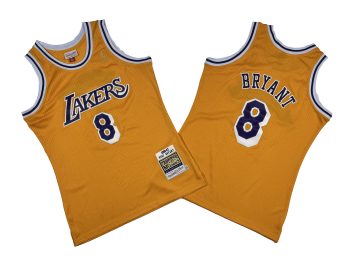 Lakers No. 8 yellow 96-97 Mitchell throwback jersey - Kobe Bryant. Bryant