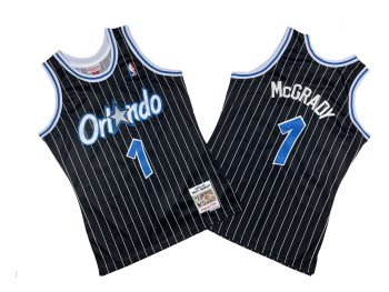 Magic No. 1 Black and White Stripes 2003-04 Mitchell throwback jersey - Tracy. McGrady
