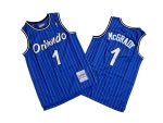 Magic No. 1 Blue and White Stripes 2003-04 Mitchell throwback jersey – Tracy. McGrady