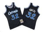 Magic No. 32 Black and White stripes 94-95 Mitchell throwback jersey - Shaquille. O 'Neal