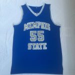 Memphis State No. 55 Lorenzen Wright blue embroidered jersey