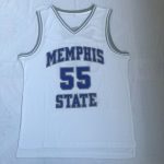 Memphis State No. 55 Lorenzen Wright white embroidered jersey