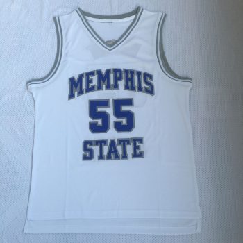 Memphis State No. 55 Lorenzen Wright white embroidered jersey