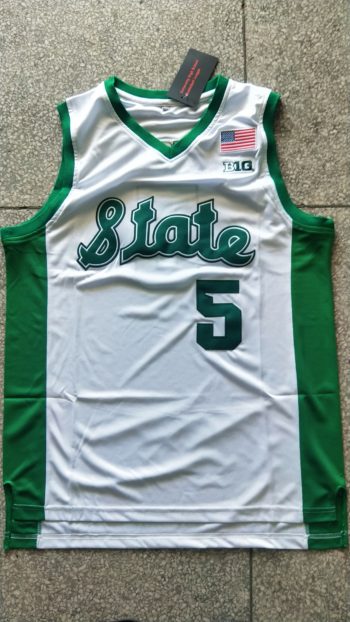 Michigan Spartans # 5 white college jersey