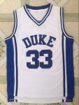 NCAA Duke University No. 33 Hill white embroidered basketball jersey