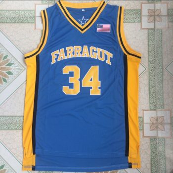 NCAA Garnett No. 34 Farragut Academy HS blue embroidered jersey