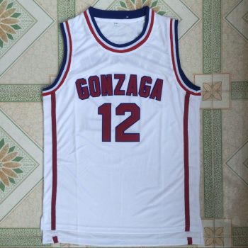NCAA Gonzaga University No. 12 John Stockton white embroidered college jersey