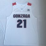 NCAA Gonzaga University No. 21 white embroidered jersey