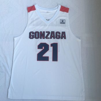 NCAA Gonzaga University No. 21 white embroidered jersey