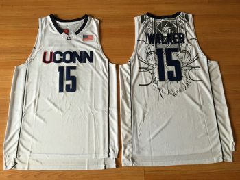 NCAA University of Connecticut No. 15 Kemba Walker white new fabric jersey