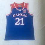 NCAA University of Kansas No. 21 Joel Embiid blue embroidered jersey