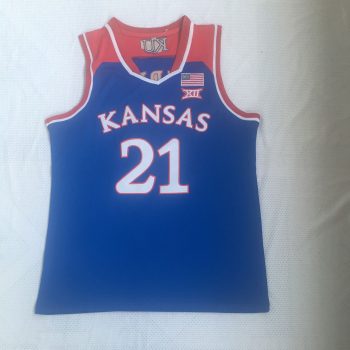 NCAA University of Kansas No. 21 Joel Embiid blue embroidered jersey