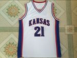 NCAA University of Kansas No. 21 Joel Embiid white double-embroidered jersey