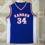 NCAA University of Kansas No. 34 Pierce blue embroidered new fabric jersey