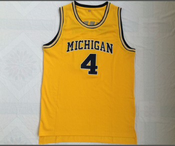 NCAA University of Michigan No. 4 Chris Webber yellow jersey