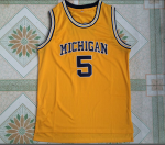 NCAA University of Michigan No. 5 Jalen Rose yellow jersey