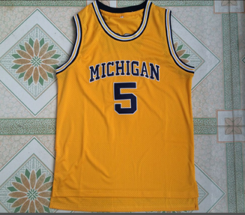 NCAA University of Michigan No. 5 Jalen Rose yellow jersey