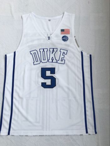 Ncaa # 5 R.J. Barrett white embroidered jersey