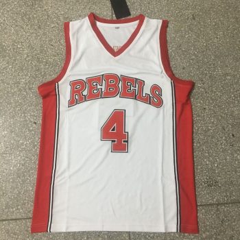 No. 4 Larry Johnson College white embroidered jersey