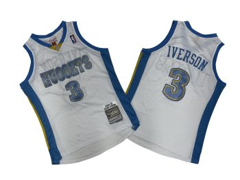 Nuggets No. 3 white 06-07 Mitchell Throwback hole-cloth jersey - Allen. Iversen