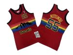 Nuggets No. 55 Red Rainbow 91-92 Mitchell throwback jersey – Dekembe. Dikembe Mutombo