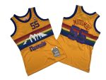 Nuggets No. 55 Yellow Rainbow 91-92 Mitchell throwback jersey - Dekembe. Dikembe Mutombo