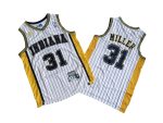 Pacers No. 31 white dark blue striped throwback jersey - Reggie. Miller