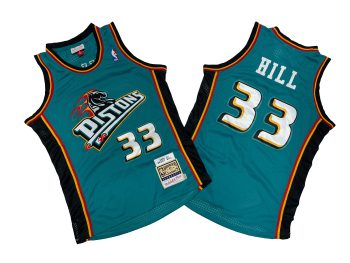 Pistons 33 Green 98-99 season Mitchell throwback jersey - Grant. Hill