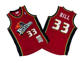 Pistons # 33 Red 99-00 Mitchell throwback jersey - Grant. Hill