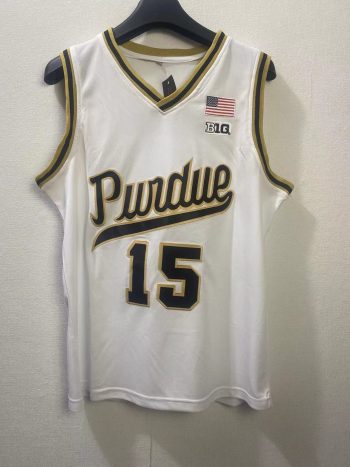 Purdue University center Zach Eddy No. 15 white embroidered jersey