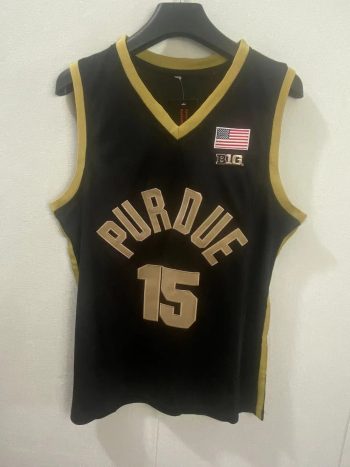 Purdue center Zach Eddy # 15 black embroidered jersey