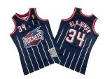 Rockets No. 34 Deep Blue Big Rockets 96-97 season Mitchell throwback jersey - Hakeem. Olajuwon