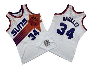 SUNS No. 34 White 92-93 Mitchell throwback jersey - Charles. Buckley