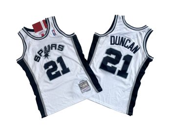 San Antonio Spurs Tim Duncan Mitchell & Ness White 98-99 Swingman Jersey.