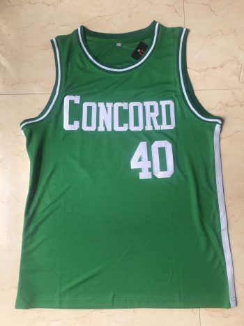 Schoenkamp Green Embroidered high school basketball jersey, Concord Academy No. 40, Concord High School, Massachusetts, USA