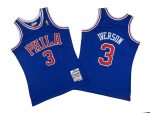 Sixers No. 3 blue 96-97 season Mitchell Throwback hole cloth jersey - Allen. Iversen