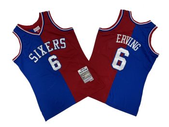 Sixers No. 6 Blue and Red version of the 82-83 Mitchell throwback jersey - Julius... Irwin