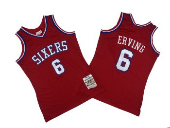 Sixers No. 6 red 82-83 Mitchell throwback cloth jersey - Juliette. Irwin