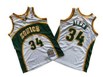 Sonics No. 34 White 06-07 Mitchell throwback jersey - Ray. Arlen