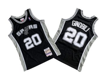 Spurs No. 20 Black 20-03 Mitchell throwback jersey - Manu. Ginobili