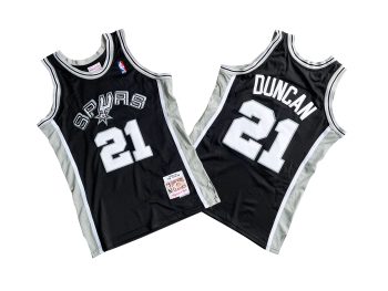 Spurs No. 21 Black 98-99 Mitchell throwback jersey - Tim. Duncan