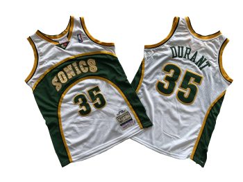 Supersonics No. 35 White 07-08 Mitchell throwback jersey - Kevin. Durante