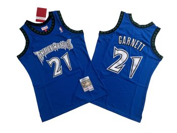 Timberwolves # 21 Blue 2003-04 Mitchell throwback jersey - Kevin. Garnett