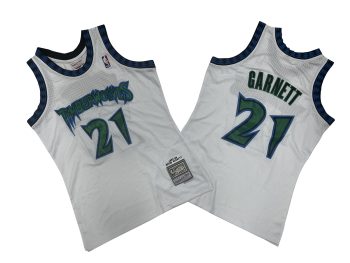 Timberwolves # 21 White 87-98 Mitchell throwback jersey - Kevin. Garnett